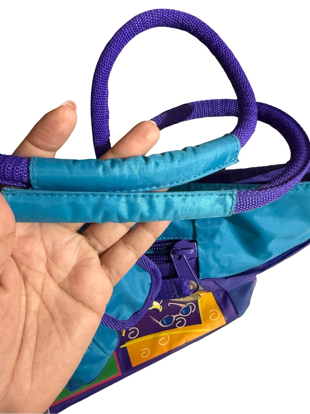 Vintage Totes Beach Bag, Turquoise and Royal Blue - Picture 9 of 13